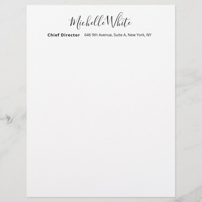  Plain Elegant White Professional Modern レターヘッド (正面)