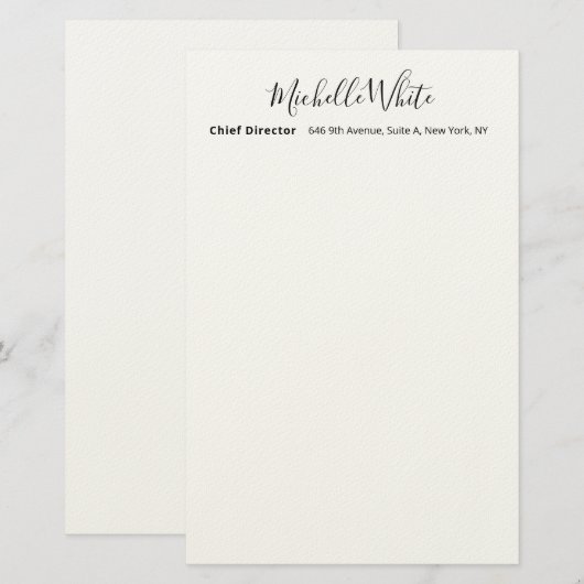  Plain Elegant White Professional Modern 便箋 (正面/裏面)