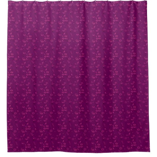 Plain floral pattern retro burgundy シャワーカーテン (正面)