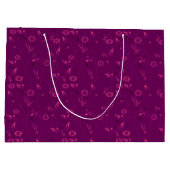 Plain floral pattern retro burgundy ラージペーパーバッグ (裏面)