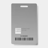 Plain Gray シンプル Business Logo Barcodeテンプレート バッジ (裏面)