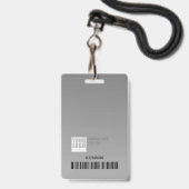 Plain Gray シンプル Business Logo Barcodeテンプレート バッジ (ストラップ付き裏面)