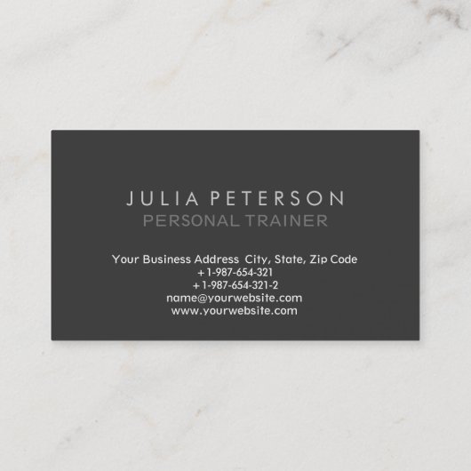 Plain Gray Fitness Modern Personal Trainer 名刺 (裏面)