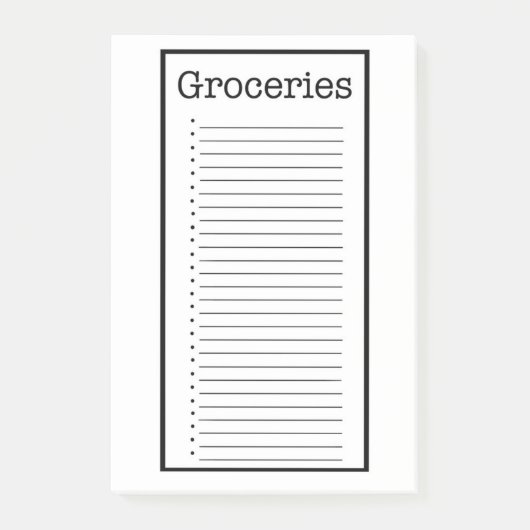 Plain Grocery List Post it Notes ポストイット (正面)