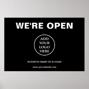 Plain Logo Business Company 企業の We're Open ポスター