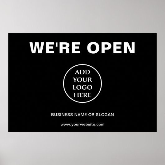 Plain Logo Business Company 企業の We're Open ポスター (正面)