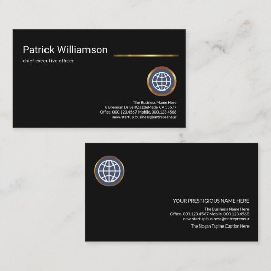 Plain Minimalist金ゴールドラインCEOスタートアップ 名刺 (正面/裏面)