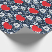 Plain Modern Love Heart & Flowers ラッピングペーパー (角)