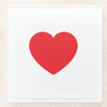 Plain Modern White Red Love Heart Graphic ガラスコースター<br><div class="desc">Plain Minimalist Modern Designs. They're all simple,  attractive,  unique.</div>