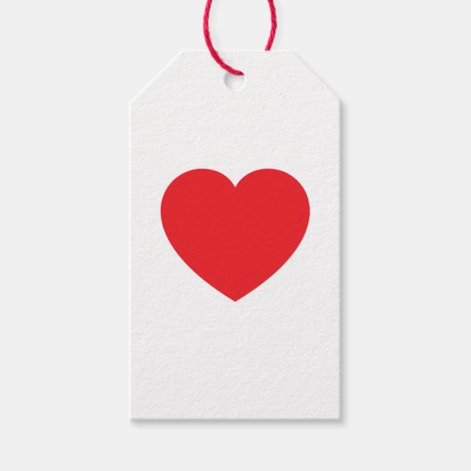 Plain Modern White Red Love Heart Graphic ギフトタグ (正面)