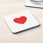 Plain Modern White Red Love Heart Graphic コースター (左側)