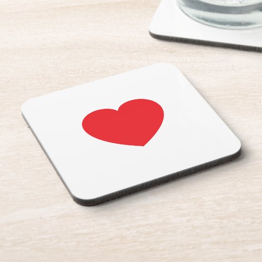 Plain Modern White Red Love Heart Graphic コースター (左側)