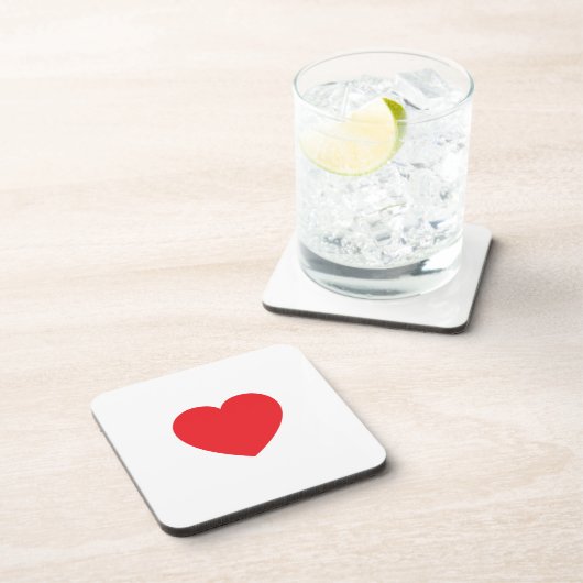Plain Modern White Red Love Heart Graphic コースター (右側)