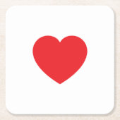Plain Modern White Red Love Heart Graphic スクエアペーパーコースター (正面)