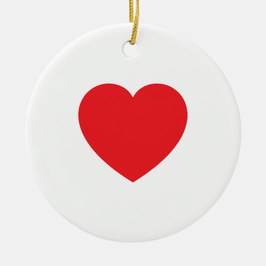 Plain Modern White Red Love Heart Graphic セラミックオーナメント (正面)