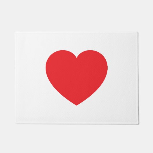 Plain Modern White Red Love Heart Graphic ドアマット (正面)