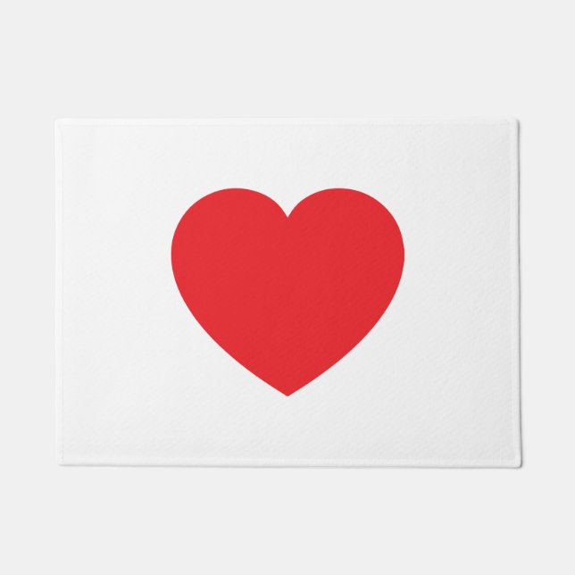 Plain Modern White Red Love Heart Graphic ドアマット (正面)
