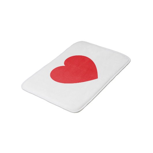 Plain Modern White Red Love Heart Graphic バスマット (アングル)