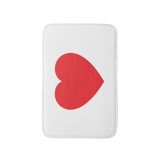 Plain Modern White Red Love Heart Graphic バスマット (正面縦)