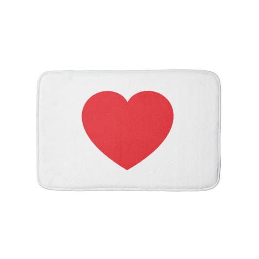 Plain Modern White Red Love Heart Graphic バスマット (正面)