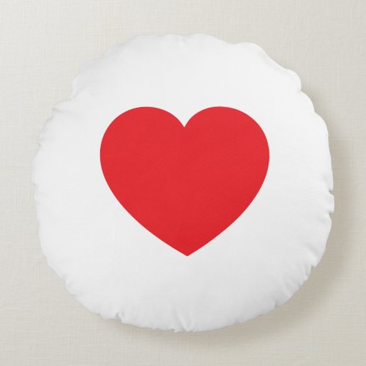 Plain Modern White Red Love Heart Graphic ラウンドクッション (正面)