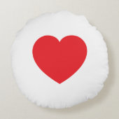 Plain Modern White Red Love Heart Graphic ラウンドクッション (裏面)