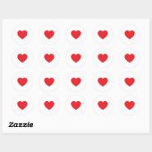 Plain Modern White Red Love Heart Graphic ラウンドシール (シート)