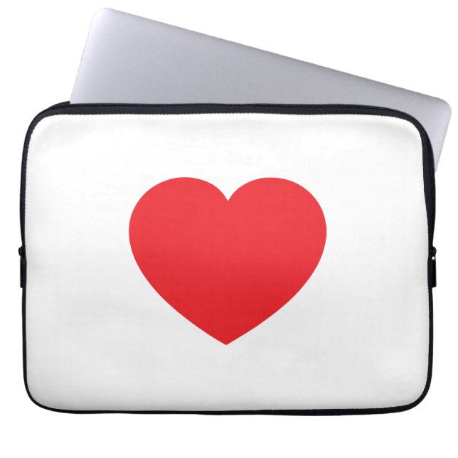 Plain Modern White Red Love Heart Graphic ラップトップスリーブ (正面)