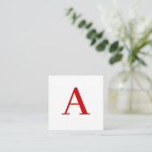 Plain Modern White Red Monogram Initial Letter エンクロージャーカード (スタンド正面)