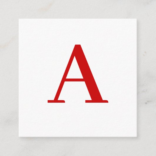 Plain Modern White Red Monogram Initial Letter エンクロージャーカード (正面)