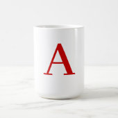 Plain Modern White Red Monogram Initial Letter コーヒーマグカップ (中央)