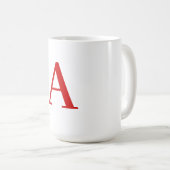 Plain Modern White Red Monogram Initial Letter コーヒーマグカップ (正面右)