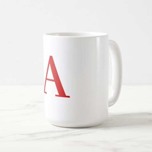 Plain Modern White Red Monogram Initial Letter コーヒーマグカップ (正面右)