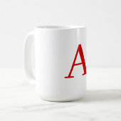 Plain Modern White Red Monogram Initial Letter コーヒーマグカップ (正面左)
