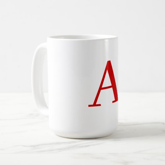 Plain Modern White Red Monogram Initial Letter コーヒーマグカップ (正面左)