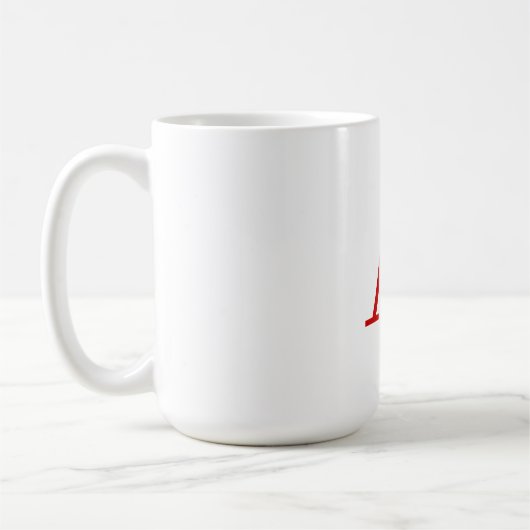 Plain Modern White Red Monogram Initial Letter コーヒーマグカップ (左)