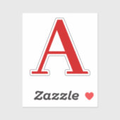 Plain Modern White Red Monogram Initial Letter シール (シート)