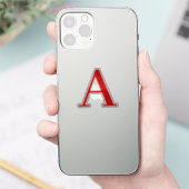 Plain Modern White Red Monogram Initial Letter シール (スマートフォン)