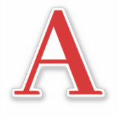 Plain Modern White Red Monogram Initial Letter シール (正面)