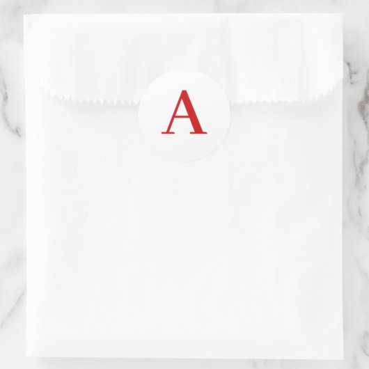 Plain Modern White Red Monogram Initial Letter ラウンドシール (バッグ)
