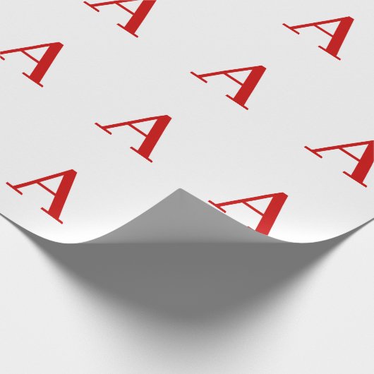 Plain Modern White Red Monogram Initial Letter ラッピングペーパー (角)