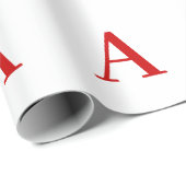 Plain Modern White Red Monogram Initial Letter ラッピングペーパー (ロールコーナー)