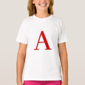 Plain Modern White Red Monogram Initial Letter Tシャツ (正面)