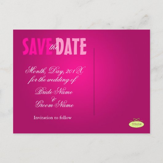 Plain, Pink日付写真/DIYフォントを保存 案内ポストカード (裏面)