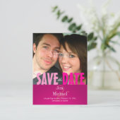 Plain, Pink日付写真/DIYフォントを保存 案内ポストカード (スタンド正面)