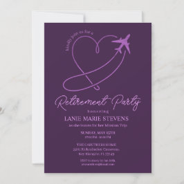 Plain Purple Heart Plain Retirement Party 招待状