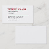 Plain Red & White Managerスタイリッシュ名刺 名刺 (正面/裏面)