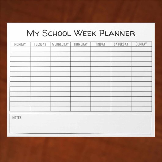 Plain School weekの計画グラフ ノートパッド