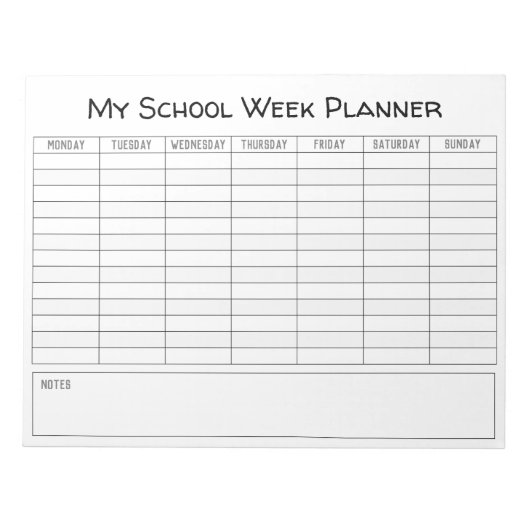 Plain School weekの計画グラフ ノートパッド (正面)