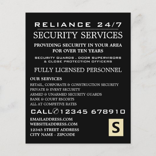 Plain Security Service Personor Advert Flyer チラシ (正面)